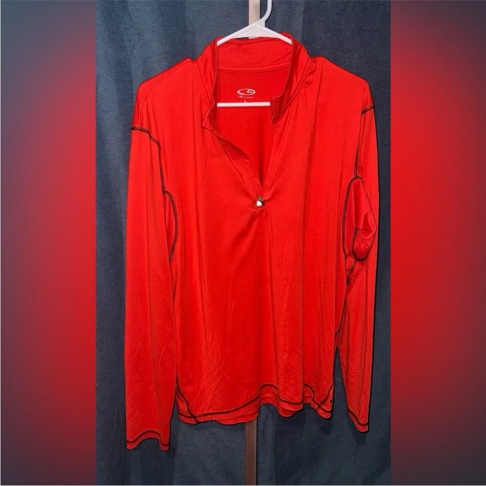 Champion Duo Dry Red Large Long Sleeve 1/4 Zip Activewear‎ Shirt size L